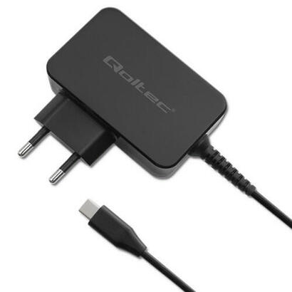 qoltec-52385-gan-power-pro-charger-1xusb-c-45w-5-20v-225-3a-black