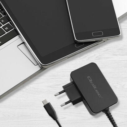 qoltec-52385-gan-power-pro-charger-1xusb-c-45w-5-20v-225-3a-black