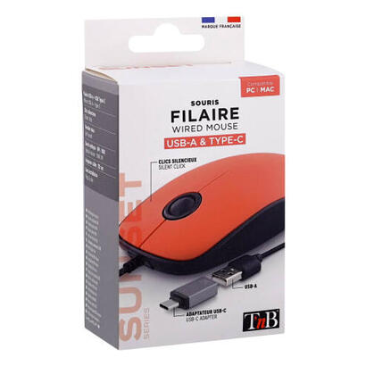 tnb-raton-con-cable-usb-a-usb-c-sunset-rojo tnb-raton-con-cable-usb-a-usb-c-sunset-rojo