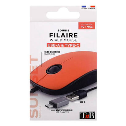 tnb-raton-con-cable-usb-a-usb-c-sunset-rojo tnb-raton-con-cable-usb-a-usb-c-sunset-rojo