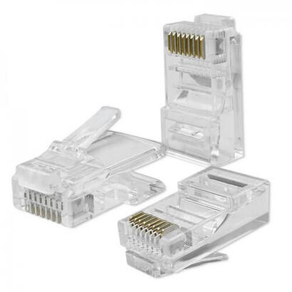 qoltec-54542-rj45-through-connector-plug-cat5e-utp-pass-through-gold-plated-contacts-100-pieces