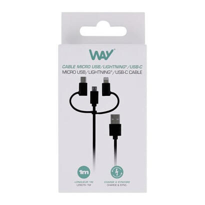 tnb-way-usbmicro-usb-3-en-1-usb-c-cable-de-carga-y-sincronizacion-lightning-de-1-m-negro