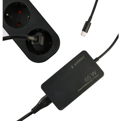 gembird-powerdelivery-gan-65w-usb-tipo-c-fast-charger-black