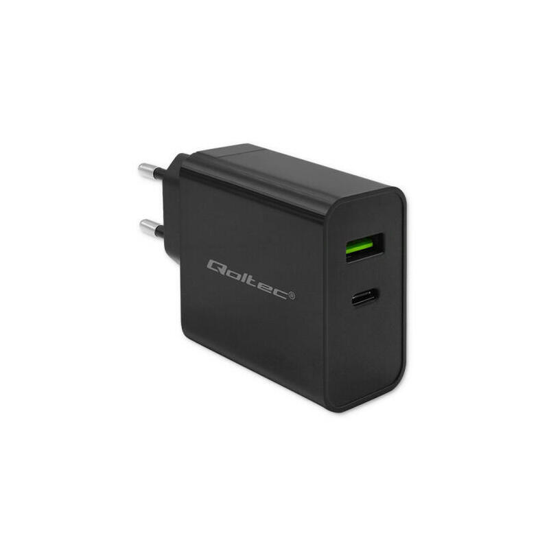 qoltec-52378-super-quick-pd-charger-1xusb-c-1xusb-45w-5-20v-225-3a-black