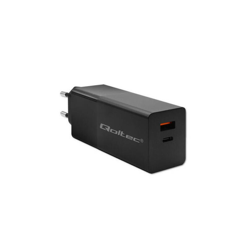 qoltec-52382-gan-power-pro-charger-1xusb-tipo-c-1xusb-a-100w-5-20v-15-5a-pd-black