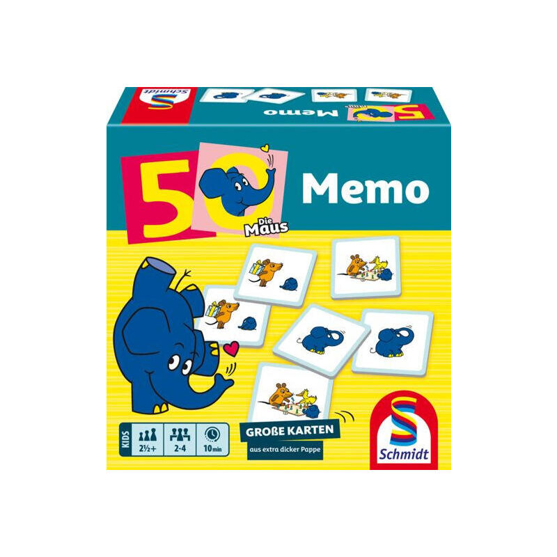 schmidt-spiele-die-maus-memo-de-elefante-50-cumpleanos-juego-de-memoria-40664