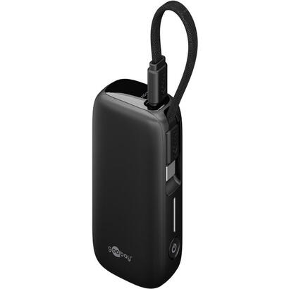 goobay-powerbank-5000-mah-integriertes-usb-c-cable-13cm-20-watt-negro-5-ah-1x-usb-a-1x-usb-c-pd-qc-76250