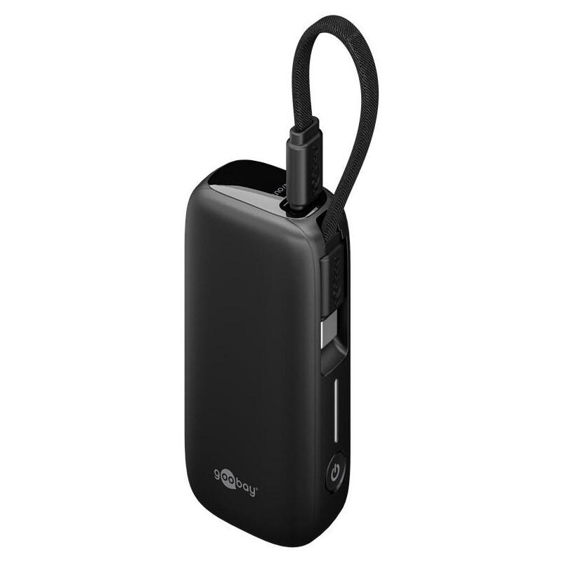 goobay-powerbank-5000-mah-integriertes-usb-c-cable-13cm-20-watt-negro-5-ah-1x-usb-a-1x-usb-c-pd-qc-76250