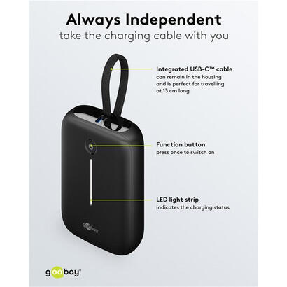 goobay-powerbank-10000-mah-integriertes-usb-c-cable-13cm-20-watt-negro-10-ah-1x-usb-a-2x-usb-c-pd-qc-76251