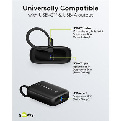goobay-powerbank-10000-mah-integriertes-usb-c-cable-13cm-20-watt-negro-10-ah-1x-usb-a-2x-usb-c-pd-qc-76251