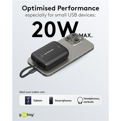 goobay-powerbank-10000-mah-integriertes-usb-c-cable-13cm-20-watt-negro-10-ah-1x-usb-a-2x-usb-c-pd-qc-76251