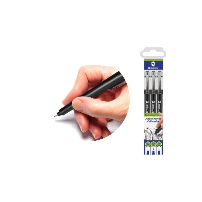 bismark-pack-3-rotuladores-calibrados-02-04-08mm-negro