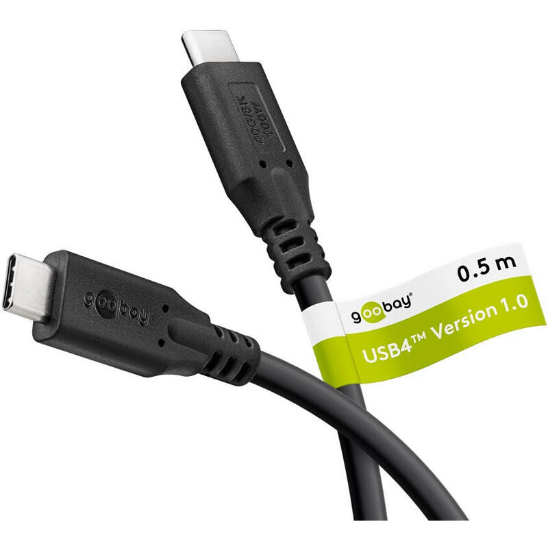 goobay-usb4-gen-3x2-cable-usb-c-stecker-usb-c-stecker-40gbits-negro-05-meter-pd-laden-mit-bis-zu-100-watt-74190