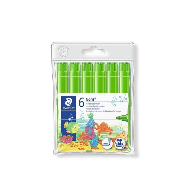 staedtler-noris-jumbo-340-pack-de-6-rotuladores-jumbo-punta-de-fibra-trazo-3mm-tapa-ventilada-verde-claro