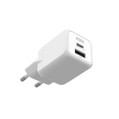 ksix-bcd20ganacb-blanco-cargador-de-red-electrica-1-x-usb-c-1-x-usb-a-20w