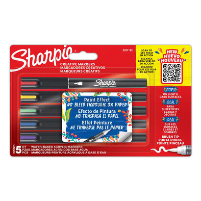 sharpie-kreativmarker-pinselspitze-acryl-lila-azul-rot-5er