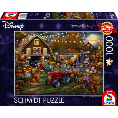 schmidt-spiele-thomas-kinkade-studios-disney-mickey-minnie-pumpkin-festival-1000-teile-58048