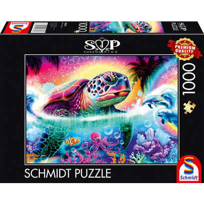 schmidt-spiele-sheena-pike-tortuga-de-neon-rompecabezas-de-1000-piezas-58634