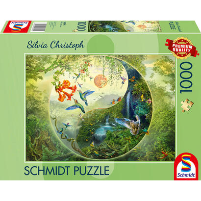 schmidt-spiele-silvia-christoph-yin-y-yang-en-el-bosque-de-los-colibries-rompecabezas-de-1000-piezas-58595