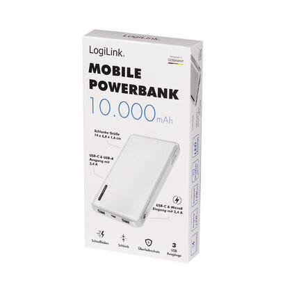 logilink-power-bank-10000-mah-white-2xusb-a-usb-c-fast-charging