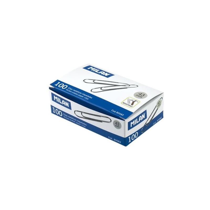 milan-caja-de-100-clips-niquelados-43mm milan-caja-de-100-clips-niquelados-43mm