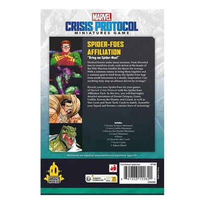 juego-de-mesa-marvel-crisis-protocol-spider-foes-affiliation-pack-edad-recomendada-14-anos