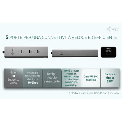 hub-i-tec-usb-c-charging-metal-5port-with-usb-c-video-8k-1xusb-c-video-data-1xusb-c-pd-data-1xusb-c-32-gen1-2xusb-c-32-gen2-pd85
