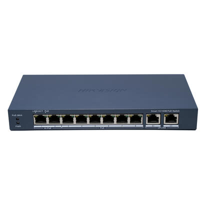 hikvision-ds-3e1310hp-eib-switch-gestionado-fast-ethernet-10100-energia-sobre-ethernet-poe-gris
