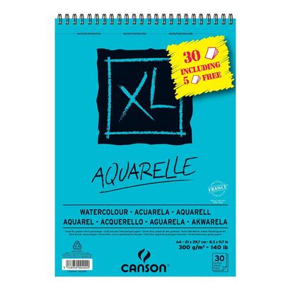 pack-de-5-unidades-canson-bloc-acuarela-aquarelle-fino-xl-espiral-25-5gratis-hojas-300gr-21x297cm-