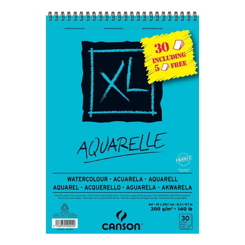 pack-de-5-unidades-canson-bloc-acuarela-aquarelle-fino-xl-espiral-25-5gratis-hojas-300gr-21x297cm-