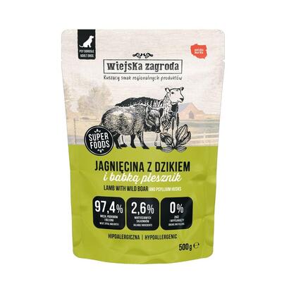 wiejska-zagroda-lamb-with-wild-boar-comida-humeda-para-perros-500g