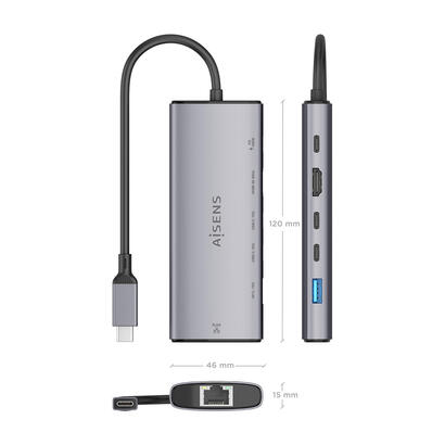 aisens-usb-c-dock-6-en-1-usb-c-a-1xhdmi-1xrj45-1xusb-a-10g-2xusb-c-10g-1xusb-c-pd-gris-20cm