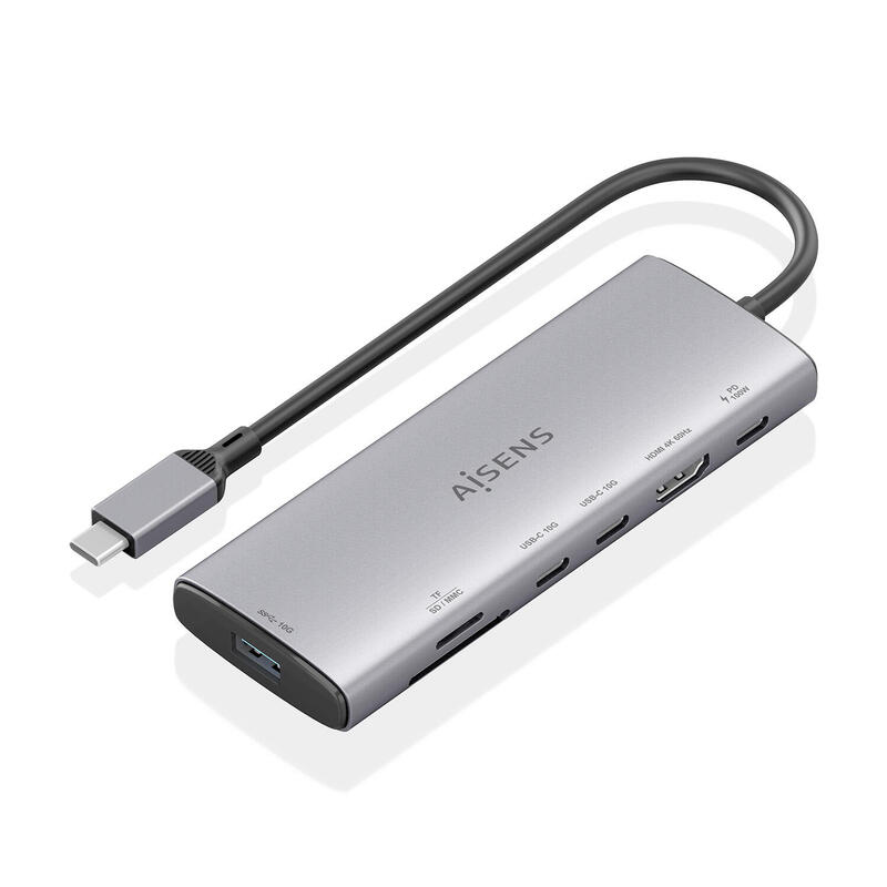 aisens-usb-c-dock-7-en-1-usb-c-a-1xhdmi-1xusb-a-10g-2xusb-c-10g-1xsd-1xmicro-sd-1xusb-c-pd-100w-gris-20cm