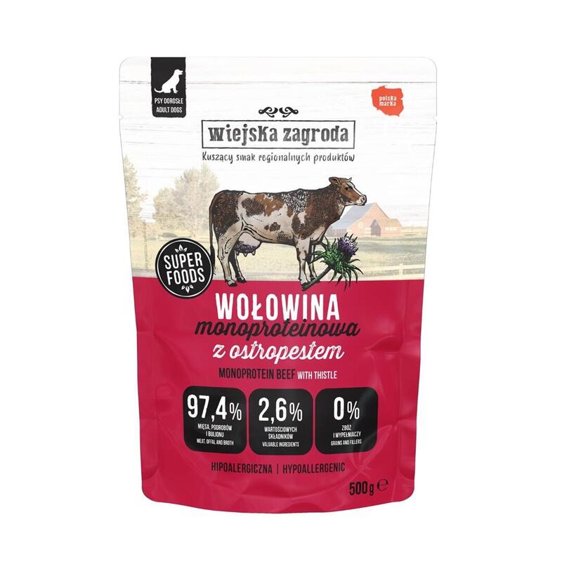 wiejska-zagroda-monoprotein-beef-wet-dog-food-500g
