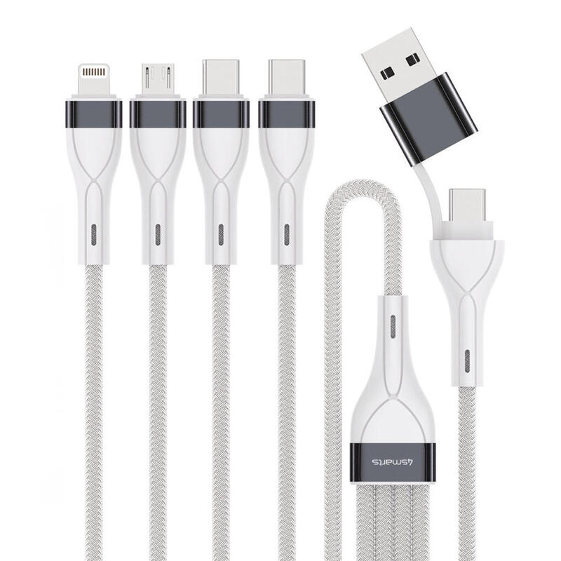 4smarts-541299-cable-usb-025-m-usb-c-usb-cmicro-usb-alightning-plata-blanco