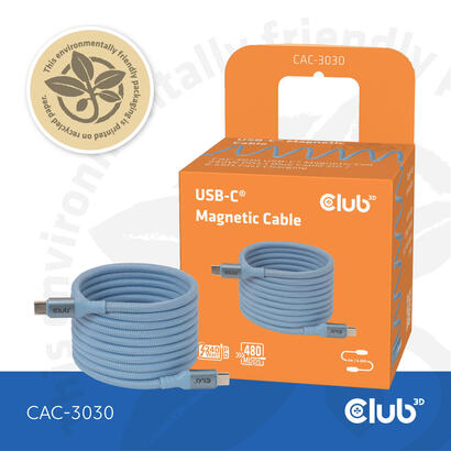 club3d-lifemyle-usb-c-magnetisches-cable-240w-2m-azul-m-m club3d-lifemyle-usb-c-magnetisches-cable-240w-2m-azul-m-m