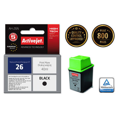 tinta-activejet-ah-26n-repuesto-hp-26-c51626a-supreme-40-ml-negro