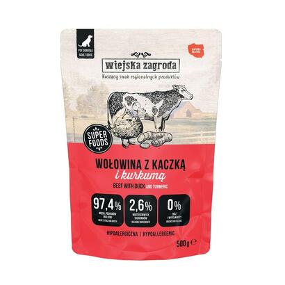 wiejska-zagroda-beef-with-duck-comida-humeda-para-perros-500g