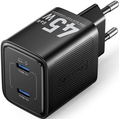 cargador-de-pared-gan-vention-fefb0-eu-2xusb-tipo-c-45w