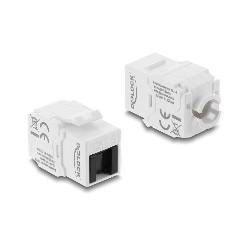 delock-keystone-modulorj45-hembra-a-lsa-cat6-utp-werkzeugfrei-blanco-negro