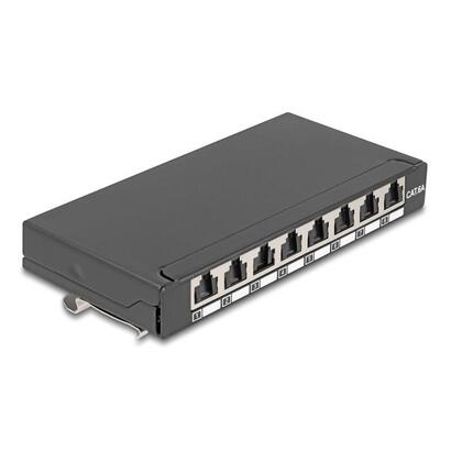 delock-mini-desktop-patchpanel-rj45-hembra-8-port-cat6a-geschirmt-negro