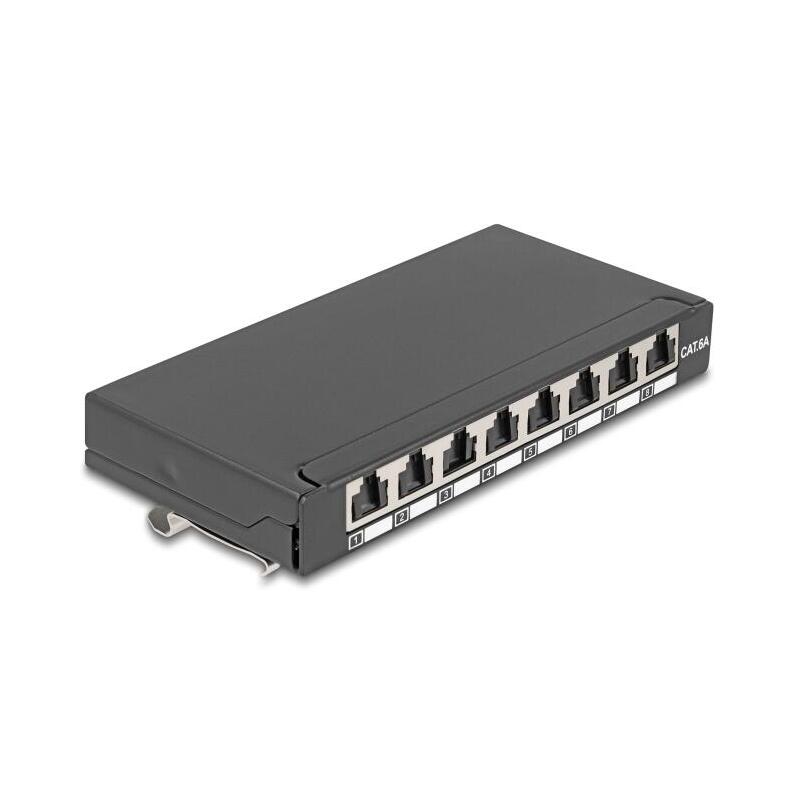 delock-mini-desktop-patchpanel-rj45-hembra-8-port-cat6a-geschirmt-negro