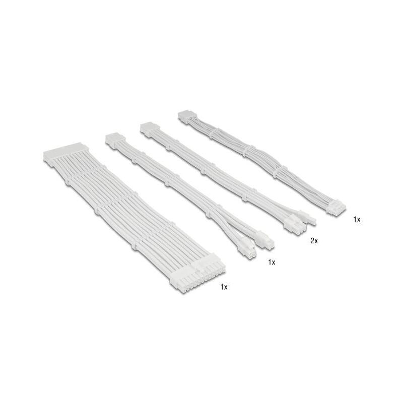 delock-psu-cable-de-extension-set-30-cm-5-teilig-sleeved-con-kabelkammen