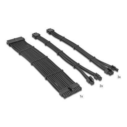 delock-psu-cable-de-extension-set-30-cm-6-teilig-sleeved-con-kabelkammen