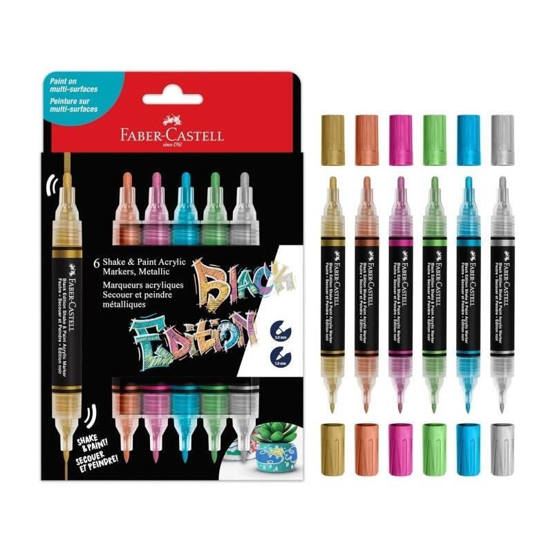 faber-castell-shake-paint-black-edition-pack-de-6-rotuladores-acrilicos-doble-punta-puntas-redondas-de-1mm-y-3mm-