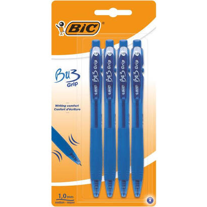 bic-bu3-pack-de-4-boligrafos-retractiles-punta-media-de-1mm-trazo-032mm-grip-de-goma-escritura-mas-fluida-