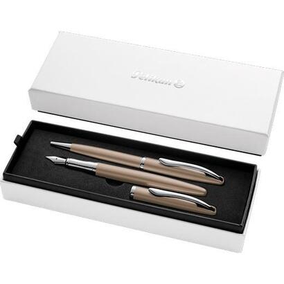 pelikan-set-boligrafo-estilografica-jazz-noble-elegance-tinta-azul-color-pardo-estuche-de-regalo
