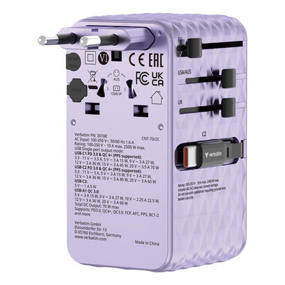 verbatim-charge-n-travel-70w-2c-retractable-universal-travel-adapter-purple