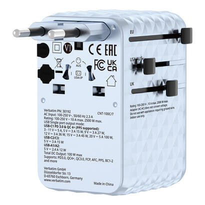 verbatim-charge-n-travel-100w-universal-travel-adapter-with-retractable-cable-blue