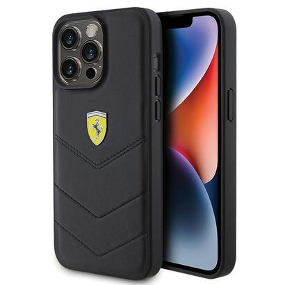 ferrari-fehcp15xrduk-iphone-15-pro-max-67-negro-hardcase-quilted-metal-logo